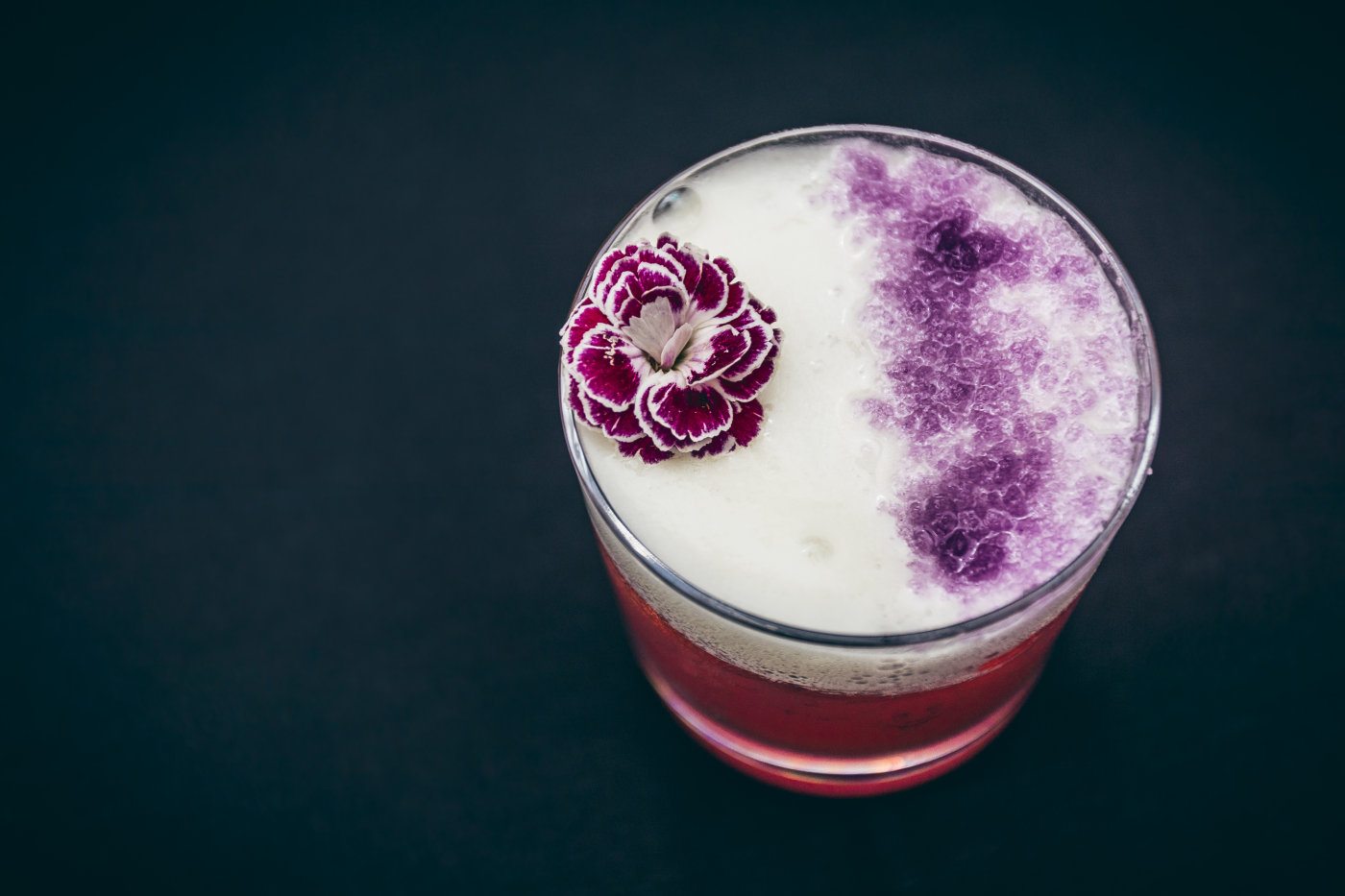 Pink floral cocktail from 20 Stories Bar